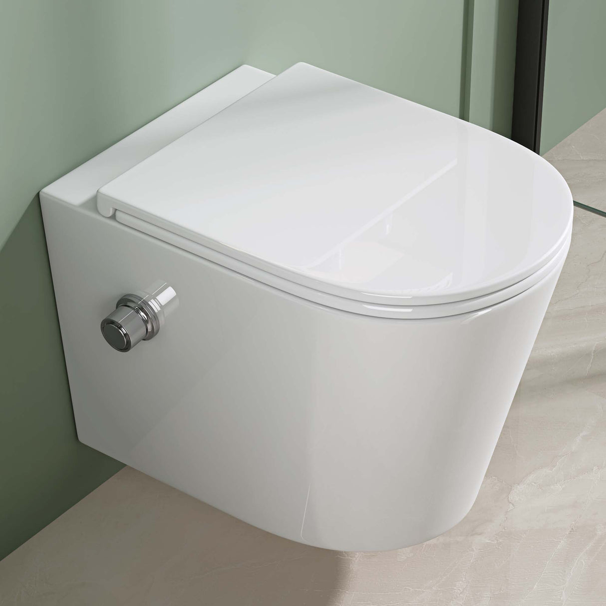 WC suspendu Glasvilla WC mural WC sans bride blanc en céramique mural avec abaissement automatique Aachen601