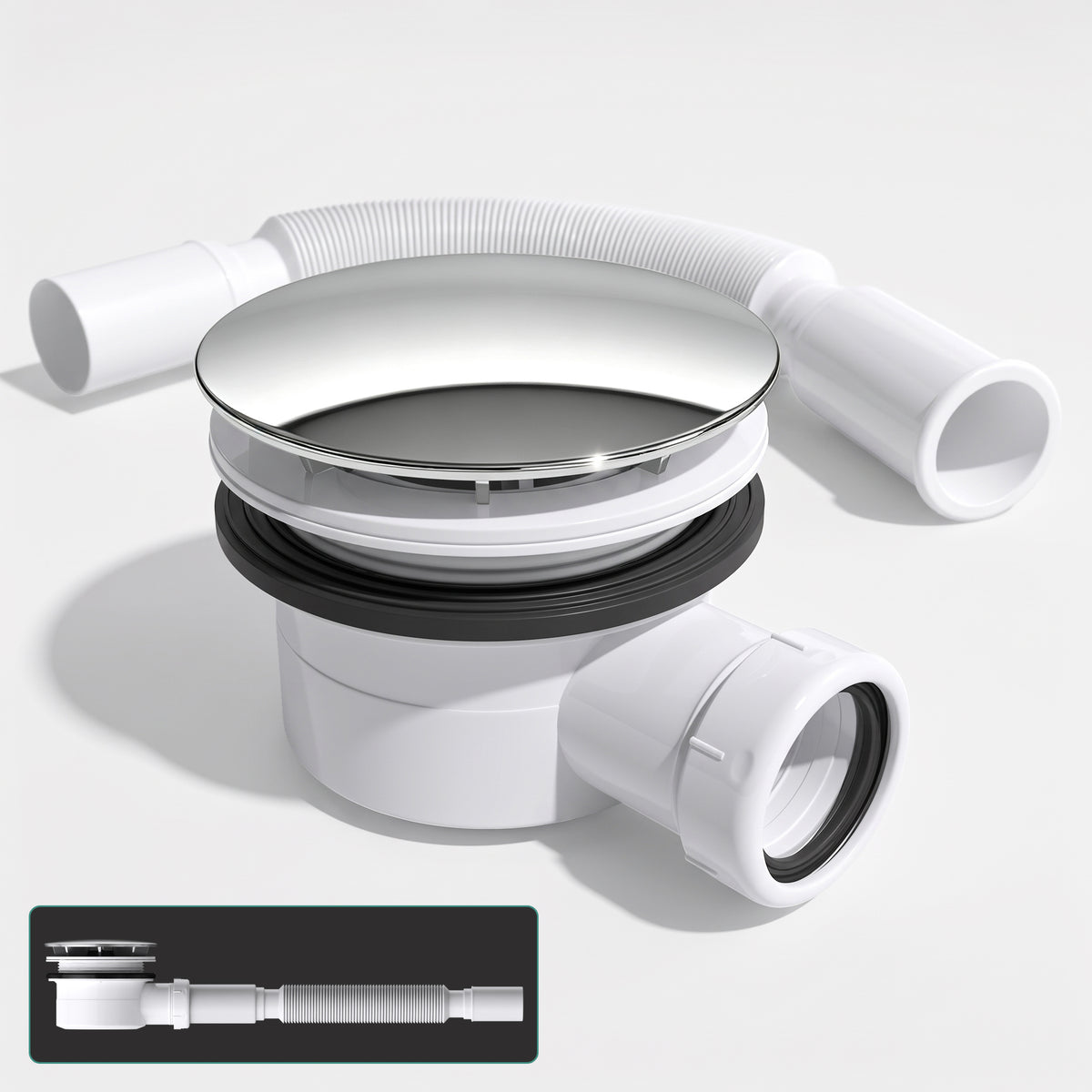 glasvilla Bonde de Douche pour Receveur de Douche Diamètre de la Douche 40 mm Trou d’Évacuation 90 mm AL001