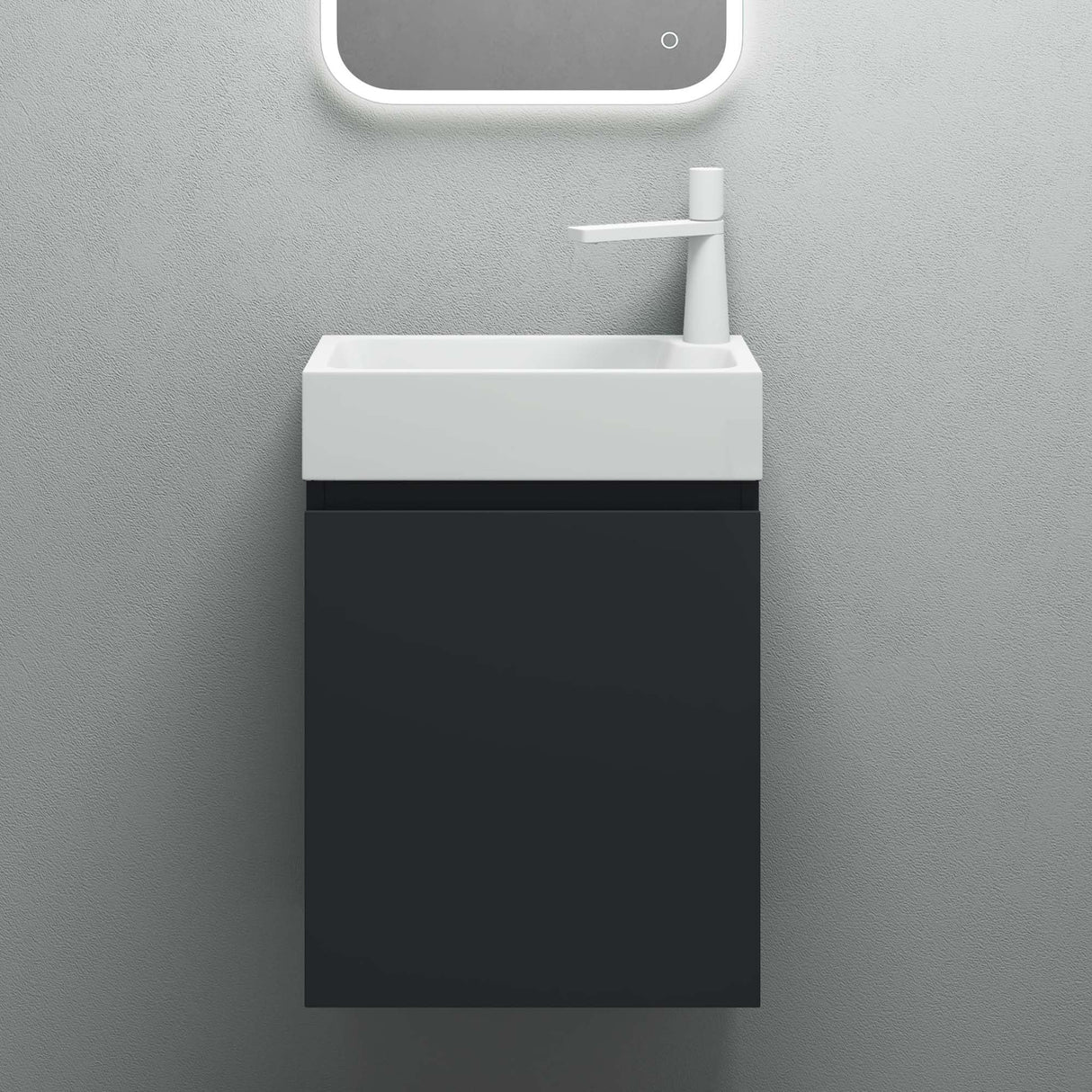 glasvilla Mobile Bagno Sospeso con Lavabo Bianco Mobiletto da Bagno 46x26x63cm Pisa02