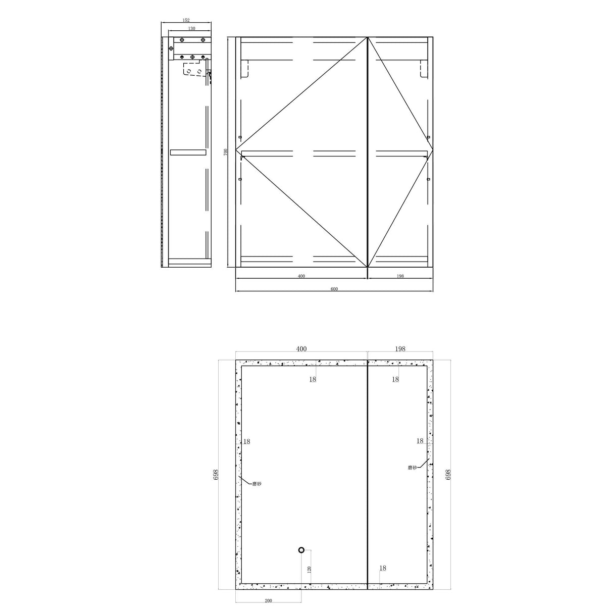 glasvilla Armadietto a Specchio con Luce Specchio con Pensile per Bagno con Luce LED Mobiletto da Bagno con Illuminazione a LED Spiegelschrank-04
