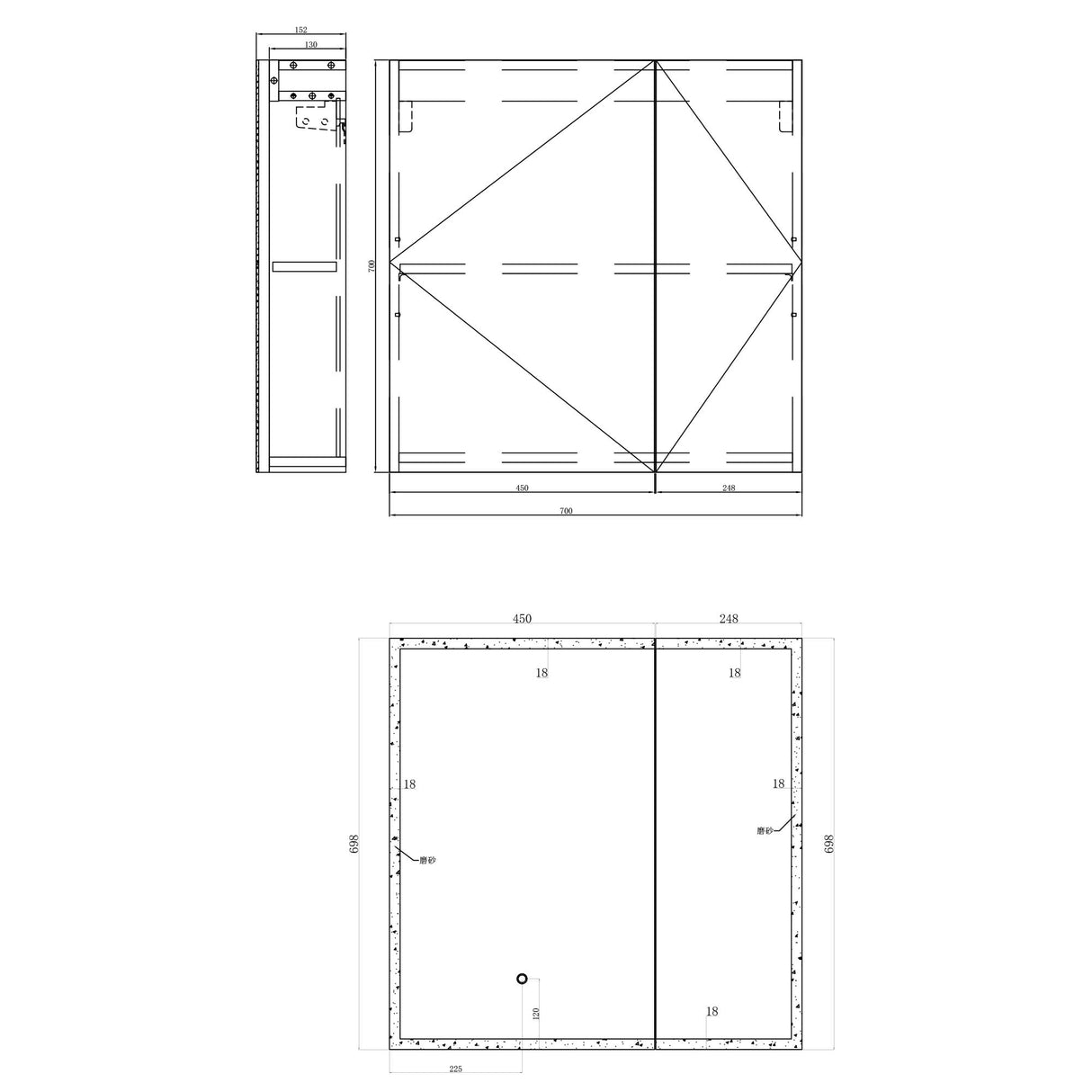 glasvilla Armadietto a Specchio con Luce Specchio con Pensile per Bagno con Luce LED Mobiletto da Bagno con Illuminazione a LED Spiegelschrank-04