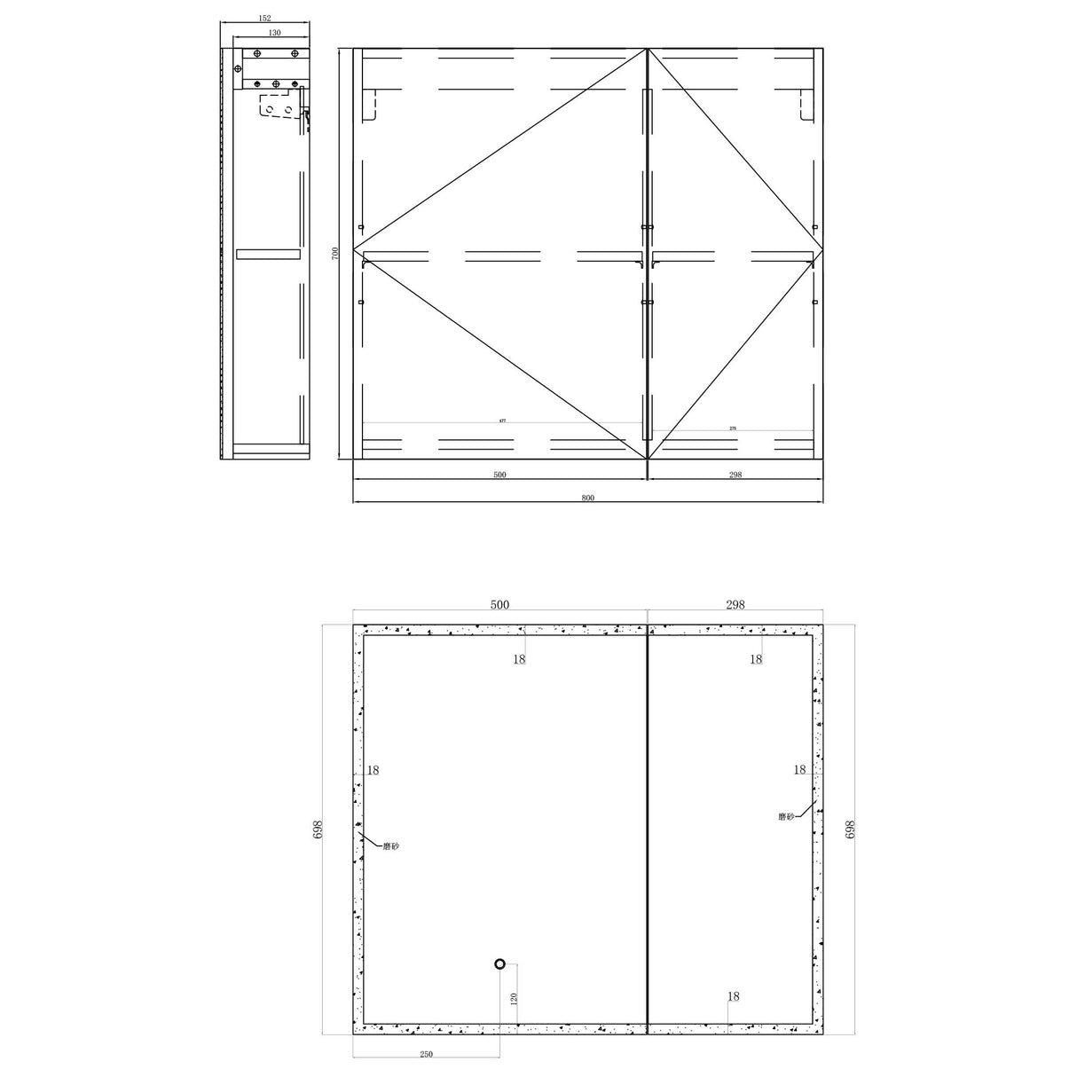 glasvilla Armadietto a Specchio con Luce Specchio con Pensile per Bagno con Luce LED Mobiletto da Bagno con Illuminazione a LED Spiegelschrank-04