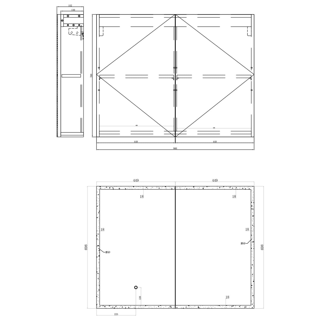 glasvilla Armadietto a Specchio con Luce Specchio con Pensile per Bagno con Luce LED Mobiletto da Bagno con Illuminazione a LED Spiegelschrank-04