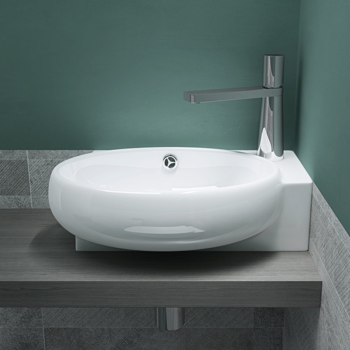 glasvilla Waschbecken Gäste WC Aufsatzwaschbecken Hängewaschbecken aus Keramik mit NANO, BTH: 42x28x15cm, Brüssel001