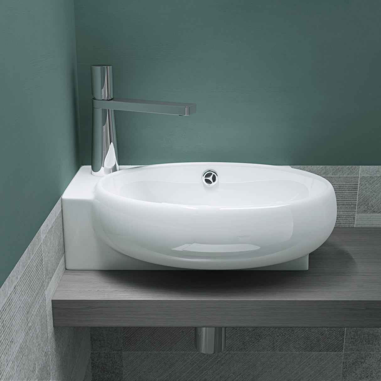 glasvilla Waschbecken Gäste WC Aufsatzwaschbecken Hängewaschbecken aus Keramik mit NANO, BTH: 42x28x15cm, Brüssel001