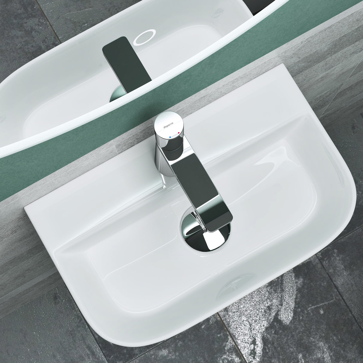 glasvilla Aufsatzwaschbecken Hängewaschbecken BTH: 38x23,5x8cm Waschschale Waschbecken aus Keramik Brüssel003