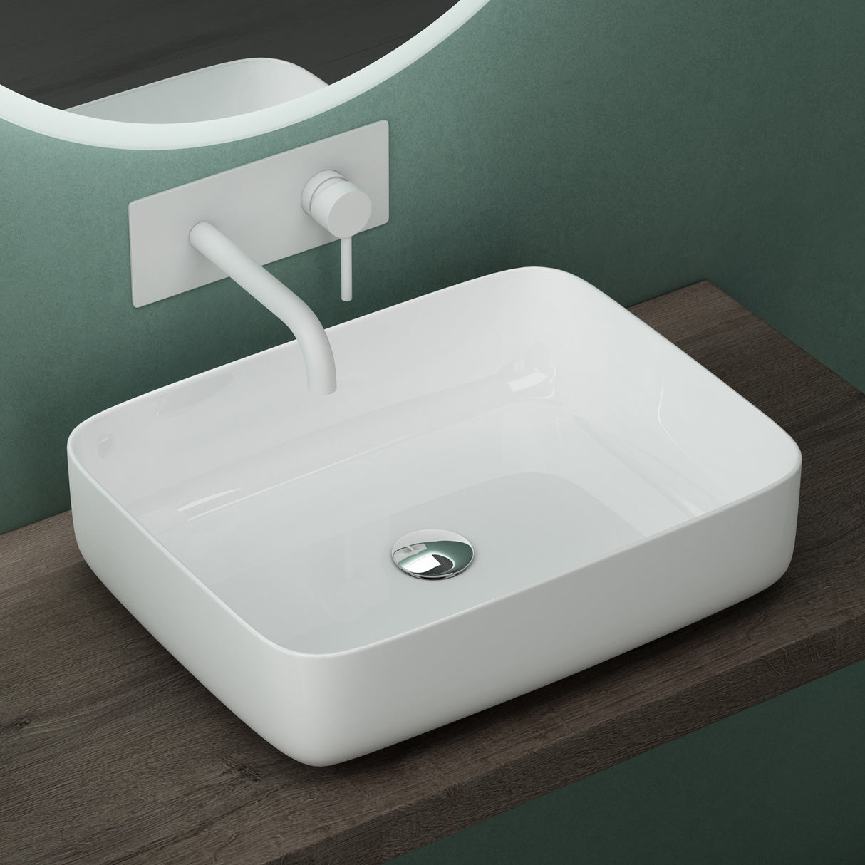 glasvilla Waschbecken Aufsatzwaschbecken Waschtisch aus Keramik in Weiß rechteckig mit Nano-Beschichtung/Lotus-Effekt Brüssel106