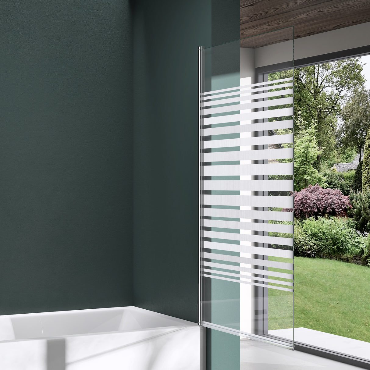 glasvilla Parete Vasca da Bagno Doccia 80x140cm, Parete Sopravasca Doccia in Vetro di Sicurezza Apertura 180° con Nano Rivestimenti e Guarnizione Cortona201