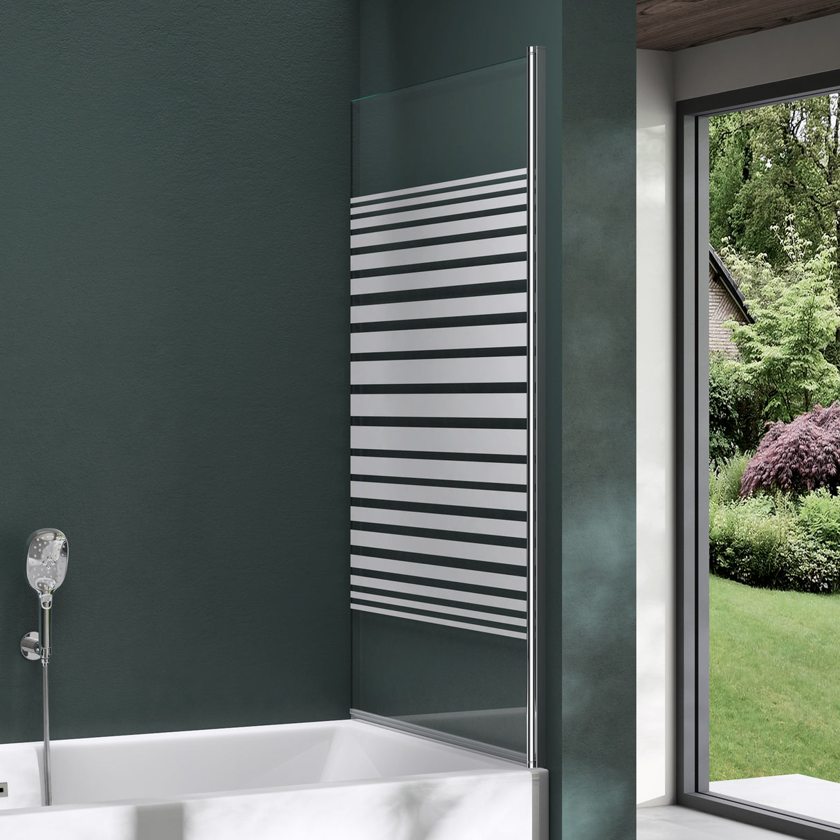 glasvilla Parete Vasca da Bagno Doccia 80x140cm, Parete Sopravasca Doccia in Vetro di Sicurezza Apertura 180° con Nano Rivestimenti e Guarnizione Cortona201