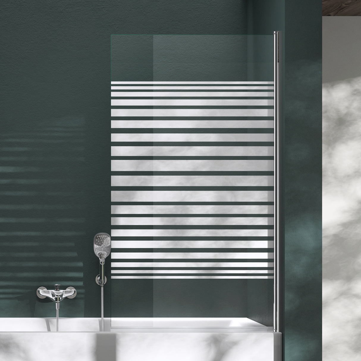 glasvilla Parete Vasca da Bagno Doccia 80x140cm, Parete Sopravasca Doccia in Vetro di Sicurezza Apertura 180° con Nano Rivestimenti e Guarnizione Cortona201
