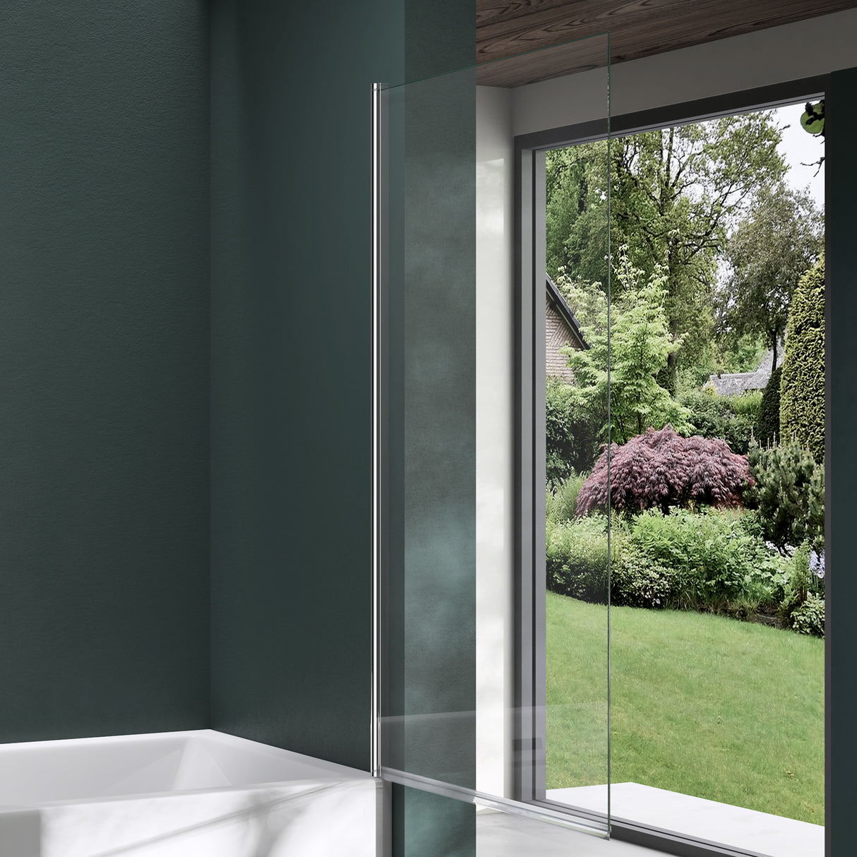 glasvilla Parete Vasca da Bagno Doccia 80x140cm, Parete Sopravasca Doccia in Vetro di Sicurezza Apertura 180° con Nano Rivestimenti e Guarnizione Cortona201