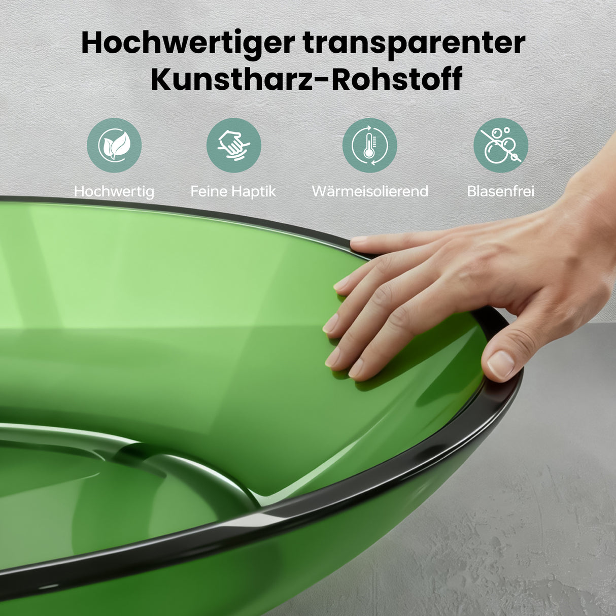 glasvilla Lavabo da Appoggio in Resina 63x34x17cm, Lavabo da Bagno Ovale senza Foro Rubinetto e Troppopieno, Coloria02