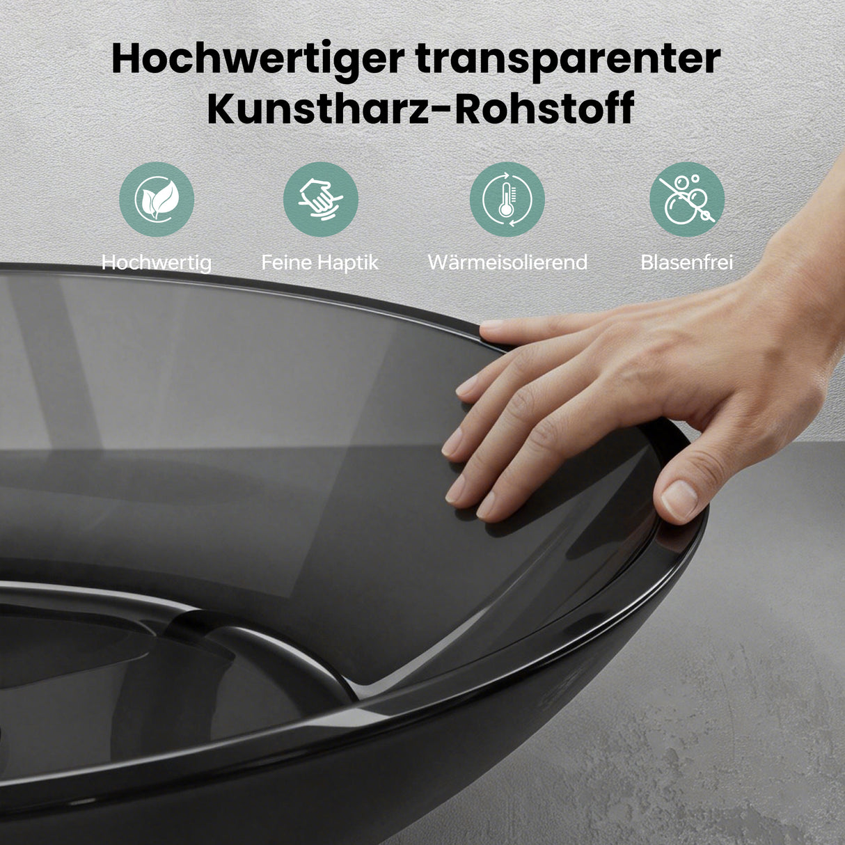 glasvilla Lavabo da Appoggio in Resina 63x34x17cm, Lavabo da Bagno Ovale senza Foro Rubinetto e Troppopieno, Coloria02