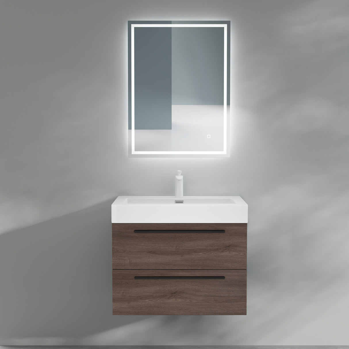 glasvilla Mobile Bagno Sospeso con Lavabo da Marmo Fuso Mobiletto per Bagno con Lavabo Quadratto