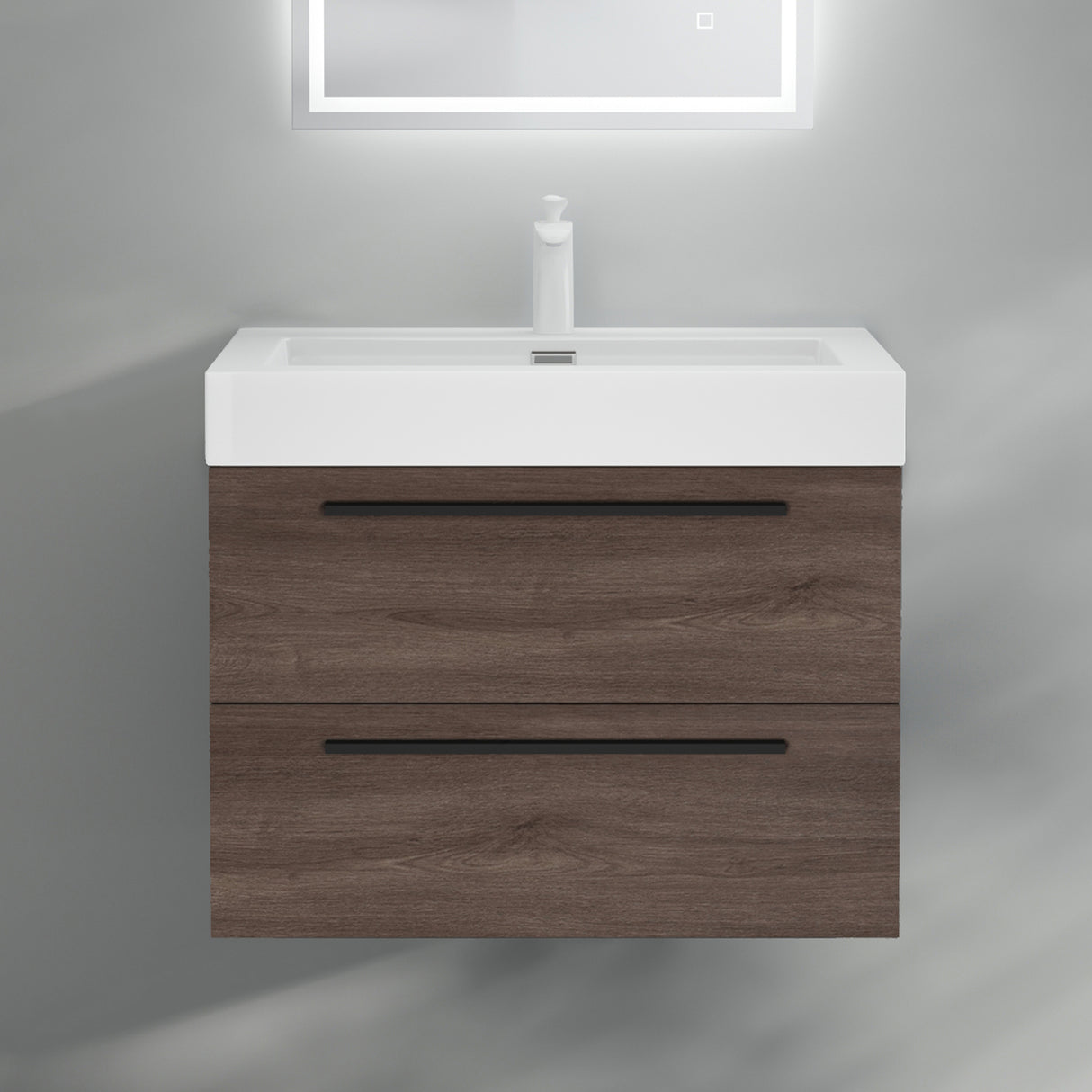 glasvilla Mobile Bagno Sospeso con Lavabo da Marmo Fuso Mobiletto per Bagno con Lavabo Quadratto