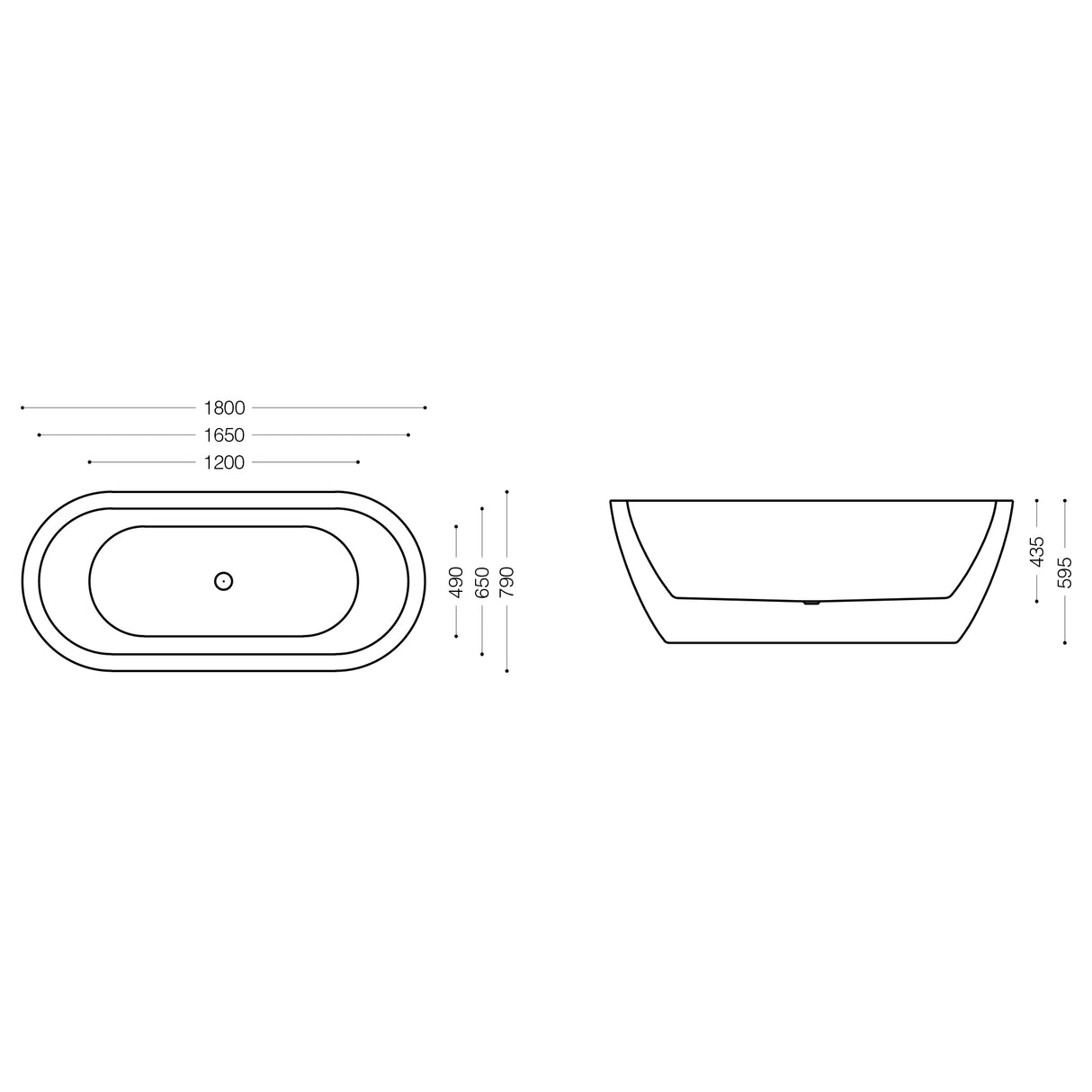 Baignoire îlot ovale en acrylique Glasvilla avec bonde escamotable, blanche, 170 x 75 x 58 cm, Vicenza519