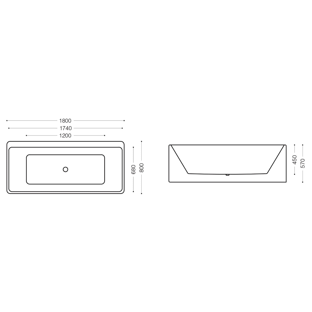 glasvilla Vasca da Bagno Freestanding in Acrilico con Rubinetto, Vasca da Bagno Indipendente