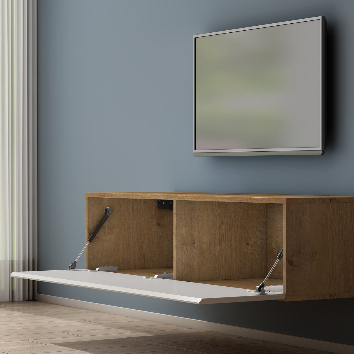 Table TV glasvilla Meuble TV Meuble TV Poignée dissimulée avec fermeture en douceur Meuble mural bas pour salon Meuble TV02