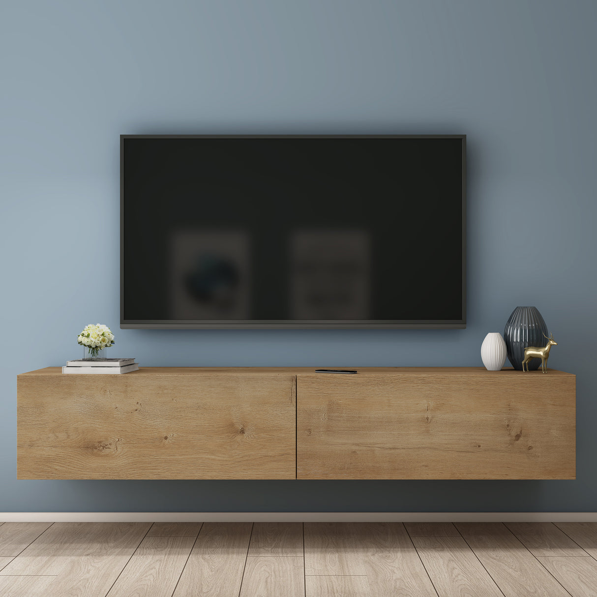 glasvilla Table TV Meuble TV Poignée Dissimulée avec Fermeture en Douceur Meuble Mural Bas pour Salon Fernsehschrank02