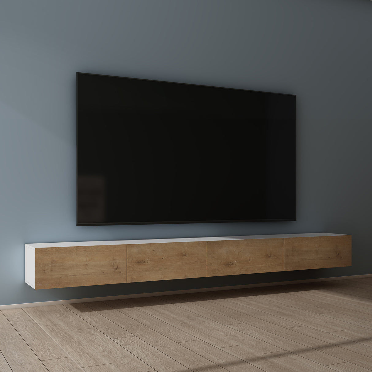 Table TV glasvilla Meuble TV Meuble TV Poignée dissimulée avec fermeture en douceur Meuble mural bas pour salon Meuble TV02