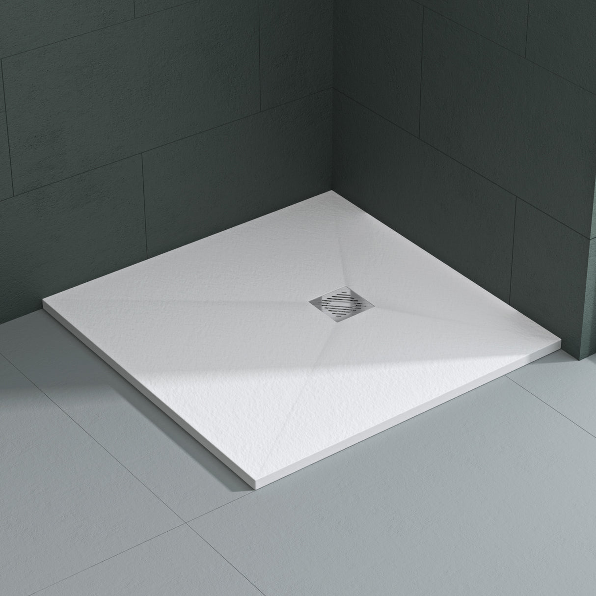 glasvilla Piatto Doccia in Pietra Artificiale Piatto Doccia con Attacco DIN, Altezza 3CM, Geoma09