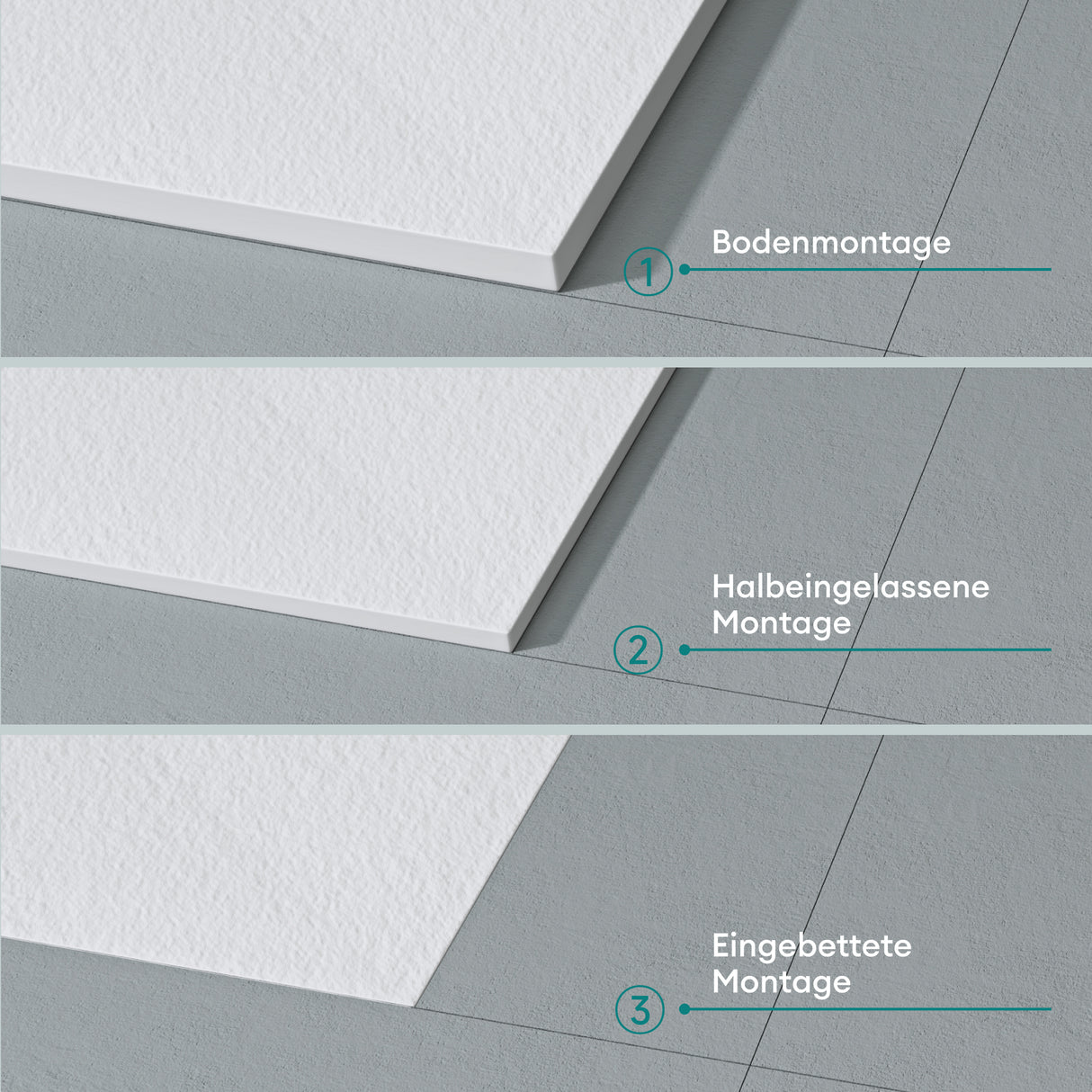 glasvilla Piatto Doccia in Pietra Artificiale Piatto Doccia con Attacco DIN, Altezza 3CM, Geoma09