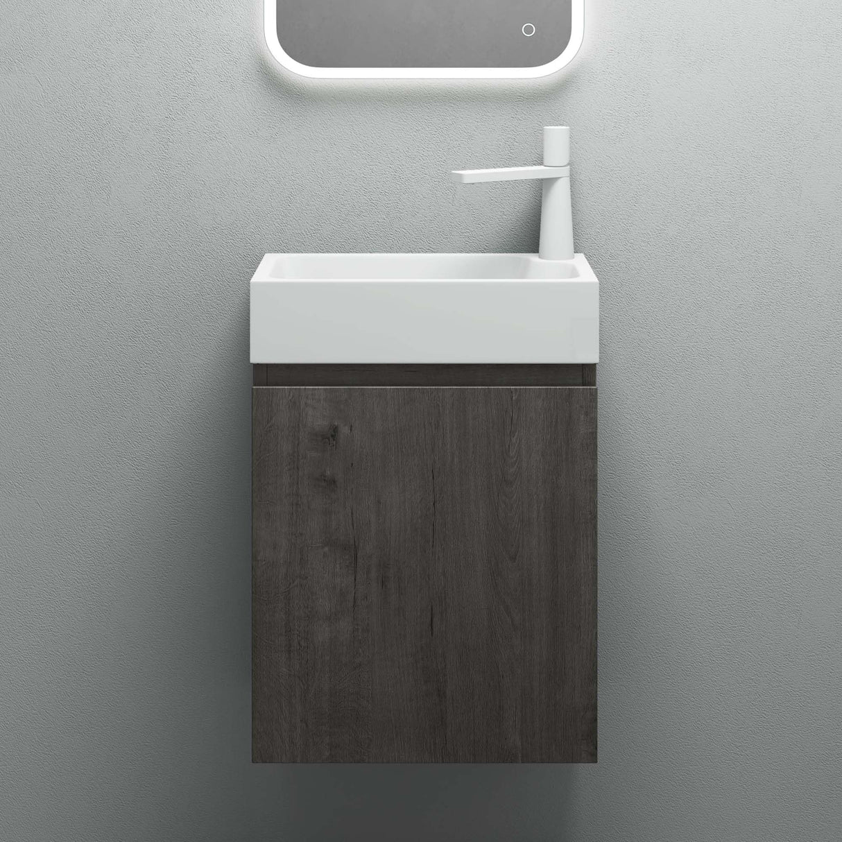 glasvilla Mobile Bagno Sospeso con Lavabo Bianco Mobiletto da Bagno 46x26x63cm Pisa02