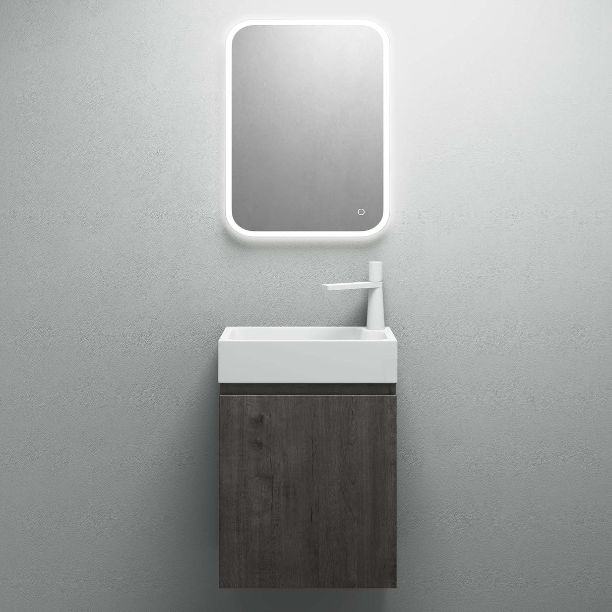 glasvilla Mobile Bagno Sospeso con Lavabo Bianco Mobiletto da Bagno 46x26x63cm Pisa02