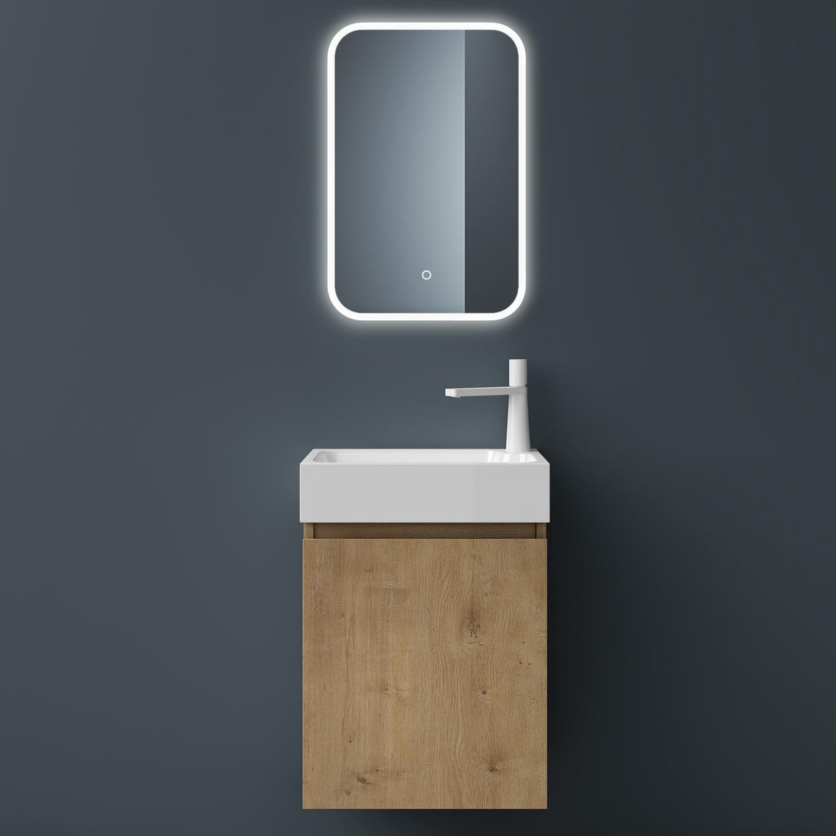 glasvilla Mobile Bagno Sospeso con Lavabo Bianco Mobiletto da Bagno 46x26x63cm Pisa02