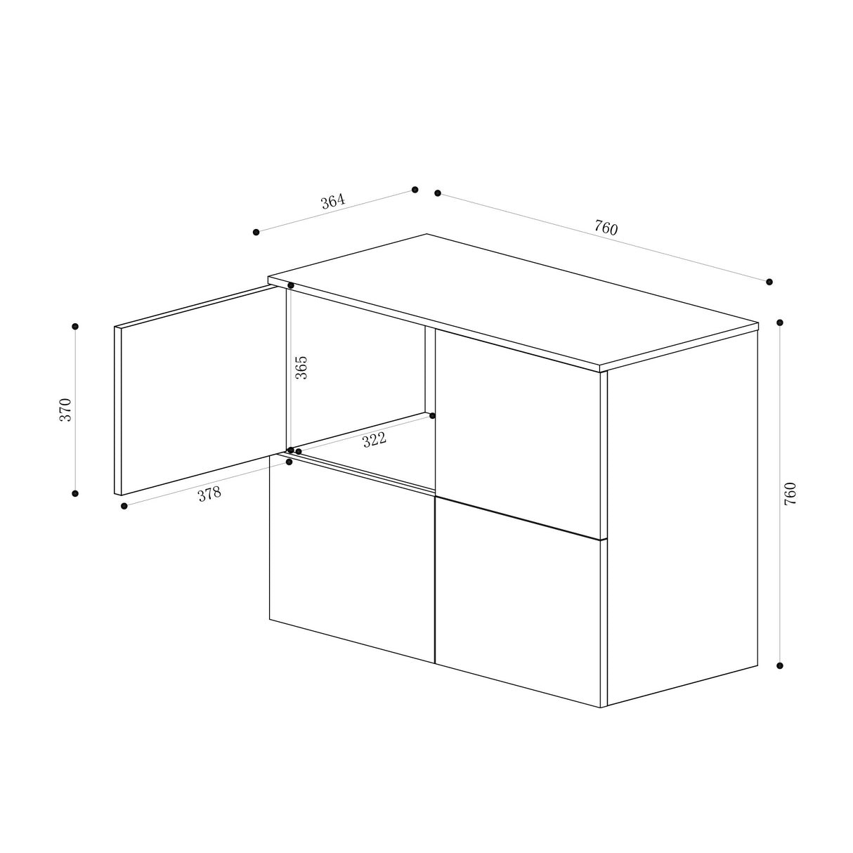 Commode de rangement à 4 portes, buffet, meuble polyvalent, meuble de rangement Glasvilla Schrank04