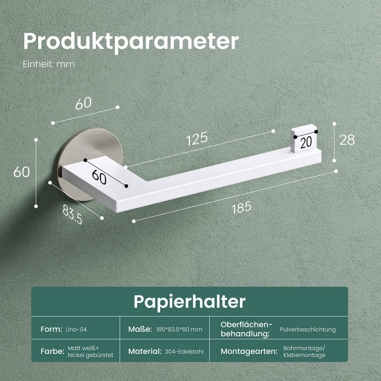 soporte de papel higiénico glasvilla, soporte de papel higiénico WC de acero inoxidable, soporte para rollos Lino-02+03+04
