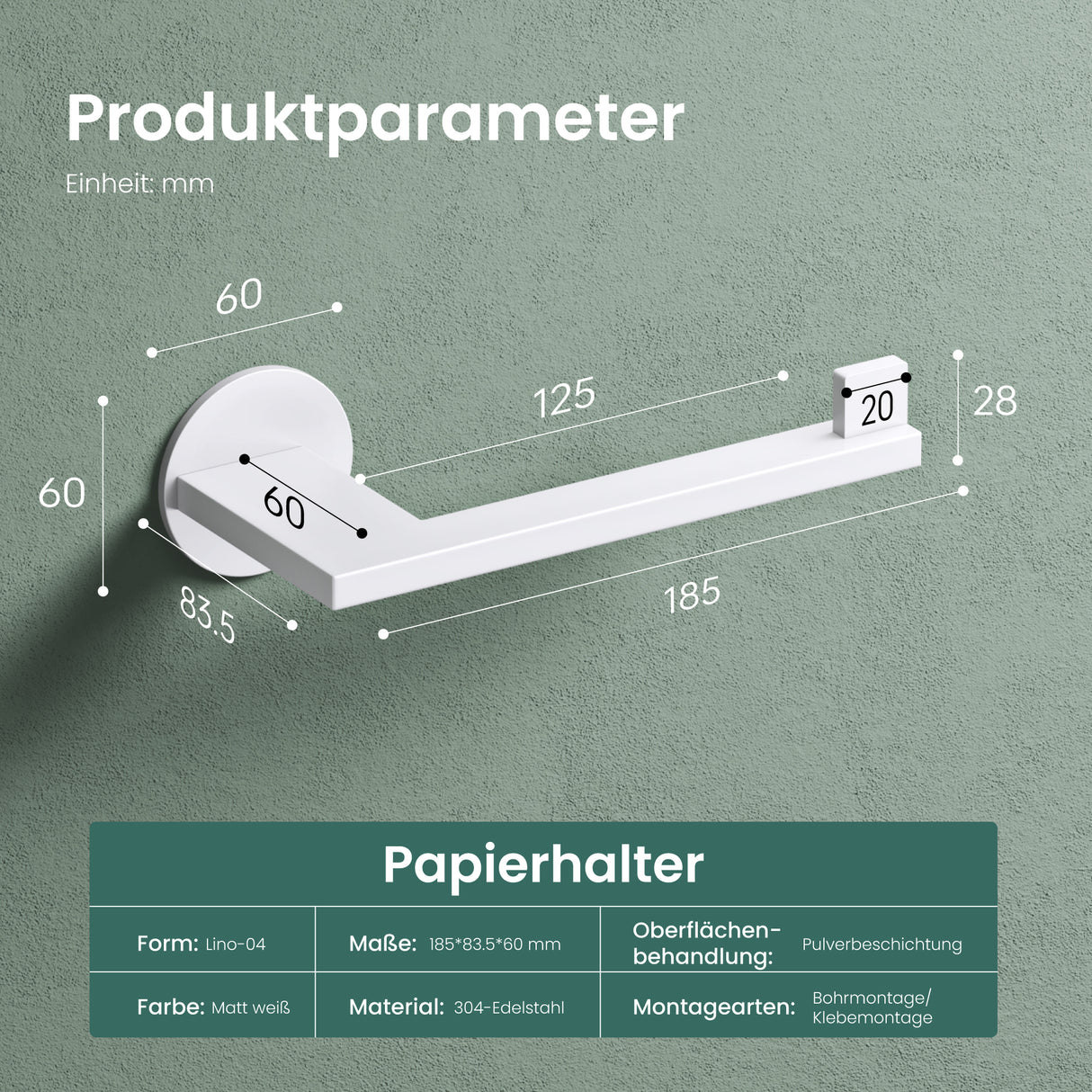 soporte de papel higiénico glasvilla, soporte de papel higiénico WC de acero inoxidable, soporte para rollos Lino-02+03+04