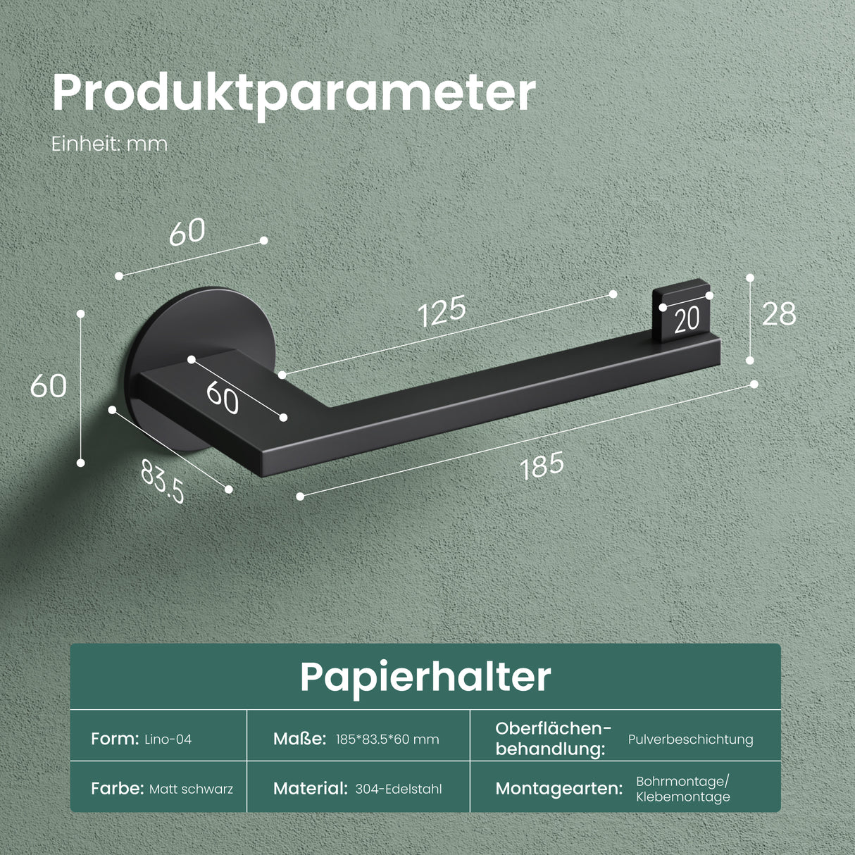soporte de papel higiénico glasvilla, soporte de papel higiénico WC de acero inoxidable, soporte para rollos Lino-02+03+04