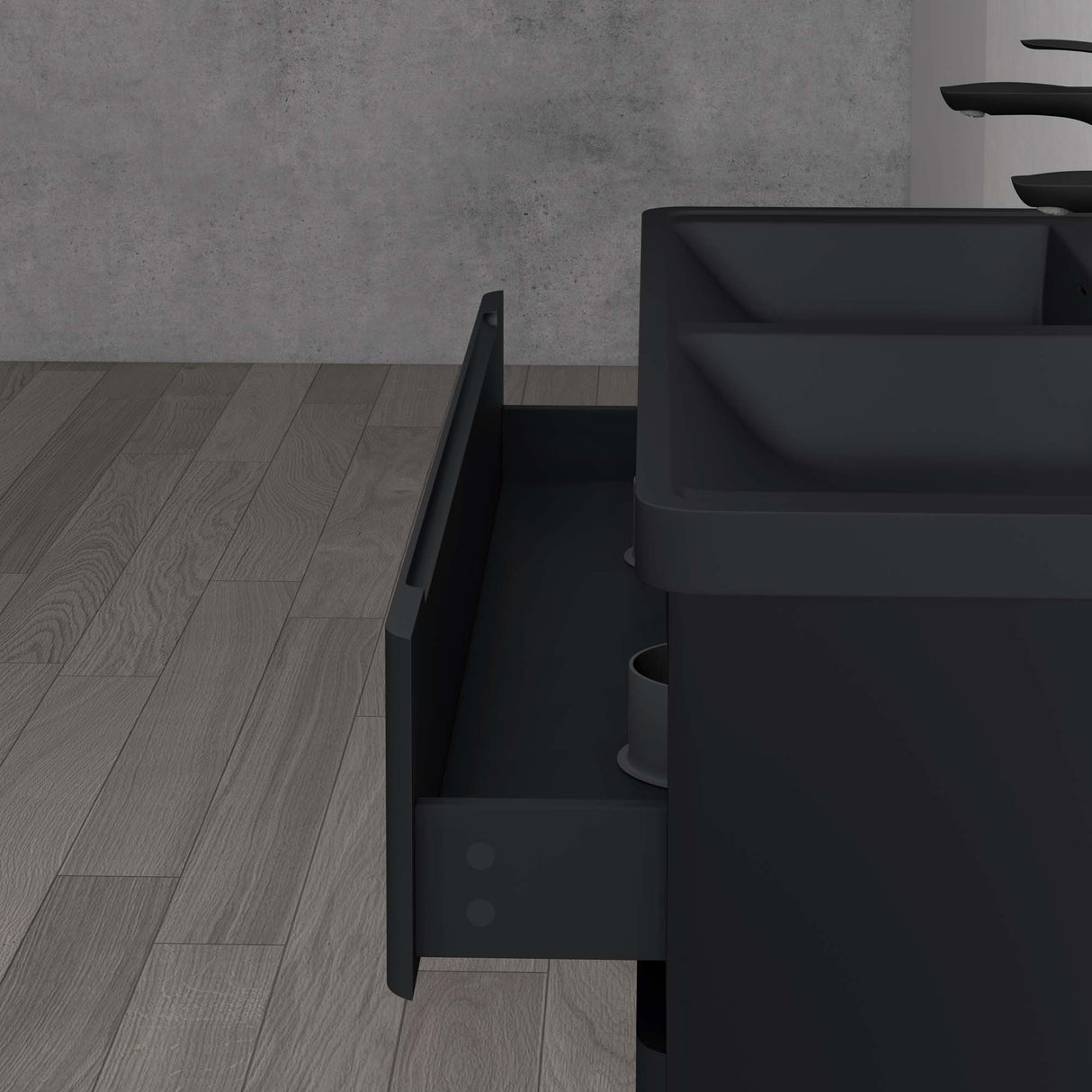 glasvilla Mobile Bagno Sospeso, Mobile da Bagno con Cassetto a Chiusura Soft-Close e Lavabo da Marmo fuso, Lucca