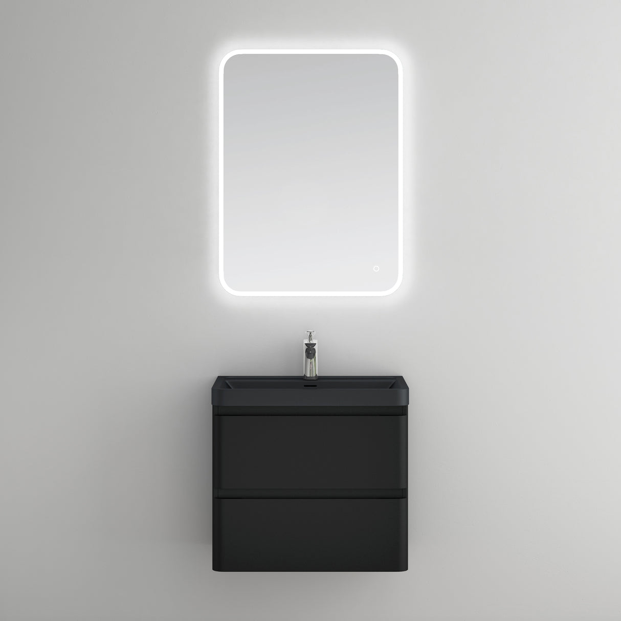 glasvilla Mobile Bagno Sospeso, Mobile da Bagno con Cassetto a Chiusura Soft-Close e Lavabo da Marmo fuso, Lucca