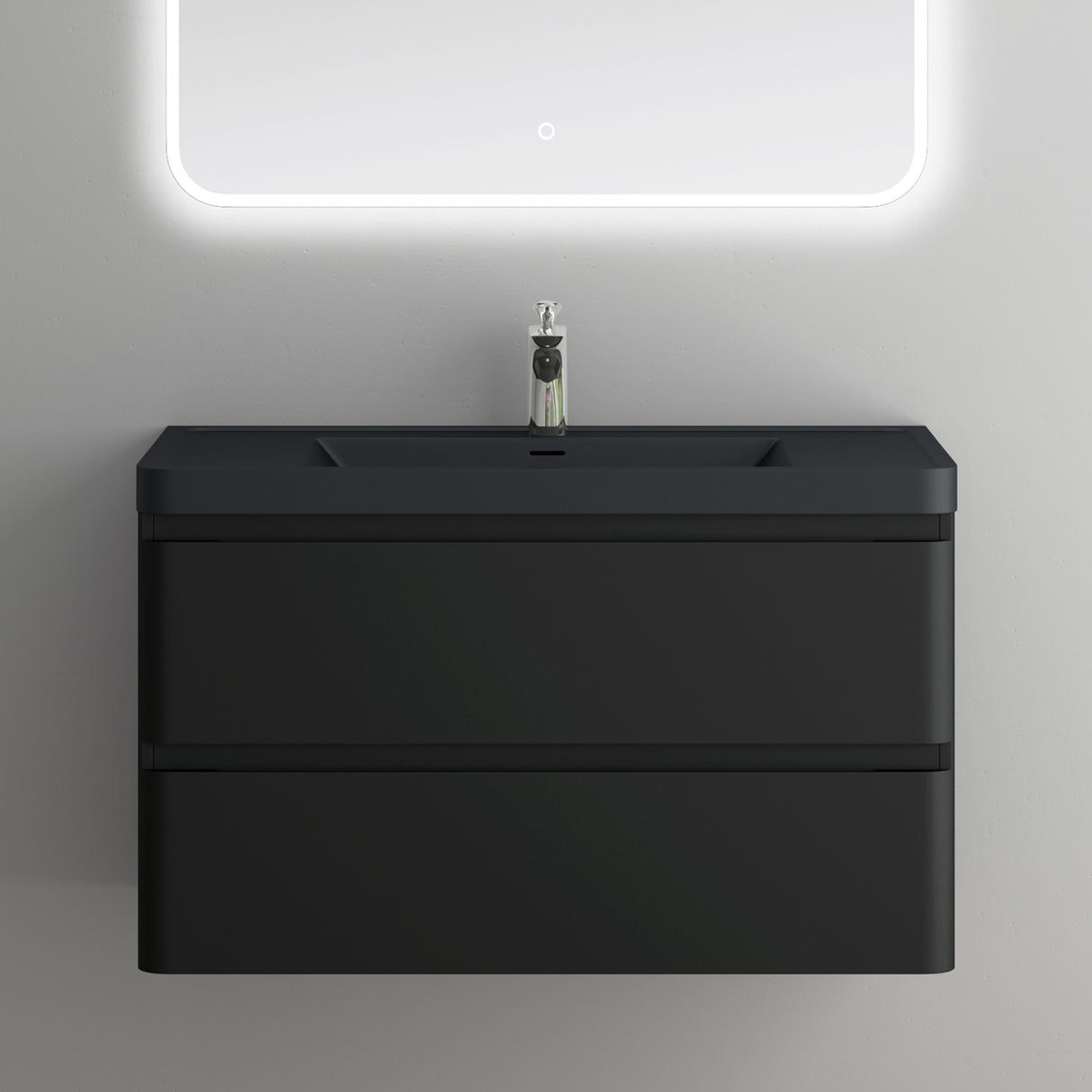 glasvilla Mobile Bagno Sospeso, Mobile da Bagno con Cassetto a Chiusura Soft-Close e Lavabo da Marmo fuso, Lucca