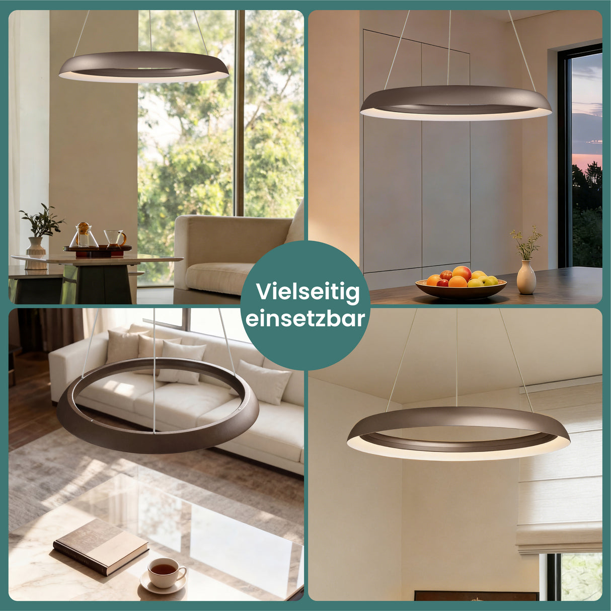 glasvilla Pendelleuchte Esstisch, LED Moderne Hängelampe, stufenlos dimmbar 3000K–6000K, höhenverstellbare Design 20W Esstischlampe mit Fernbedienung & Wandschalter, Luvina04