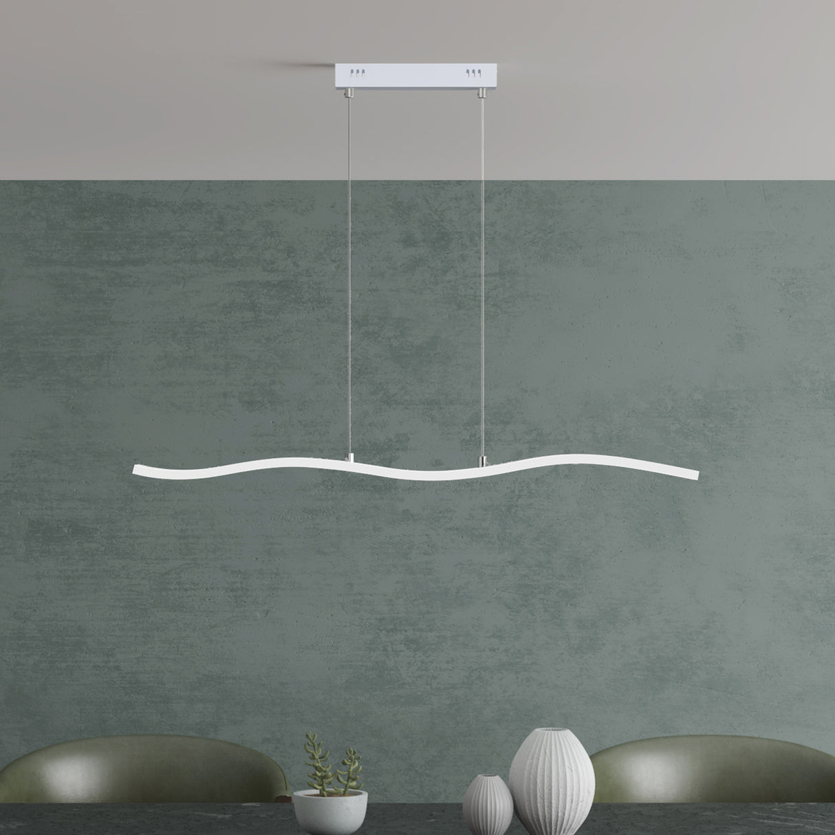 Glasvilla Design – Lámpara colgante LED 97 cm regulable con mando, 3000K–6000K, cable ajustable (36W)