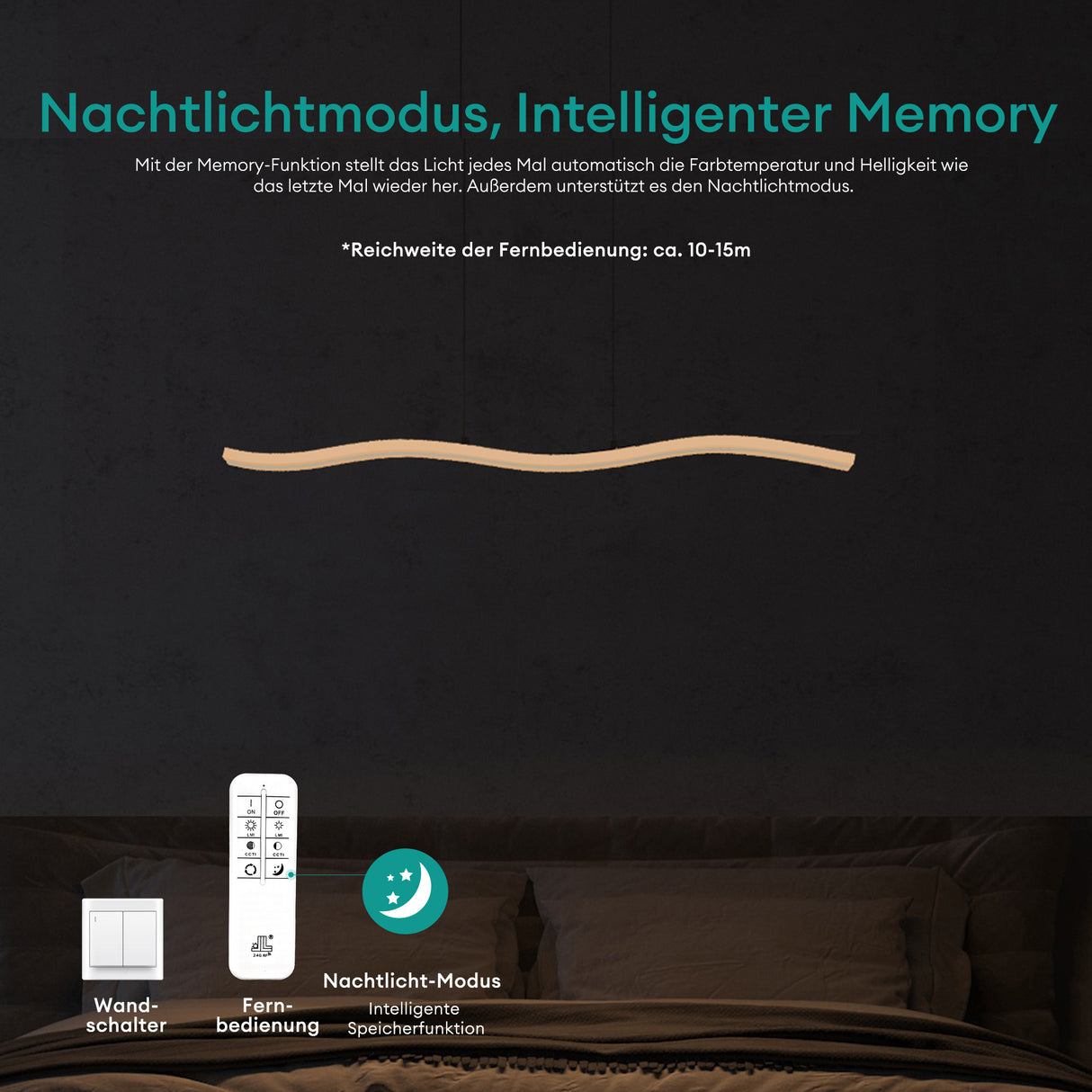 glasvilla Lampadario a Sospensione 36W, 97CM, Lampada da Soffitto a Sospensione Dimmerabile con Telecomando 3000K/4000K/6000K e Cavo Regolabile per Camera da Letto e Soggiorno