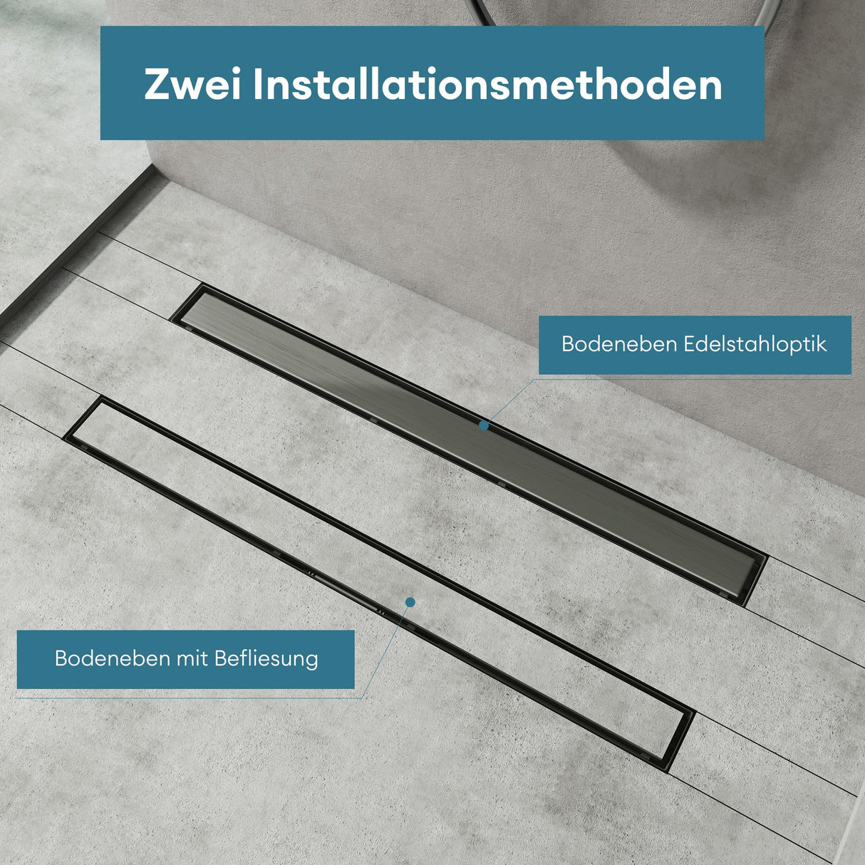 glasvilla Canaletta Scarico in Acciaio Inox per Box Doccia Canalina di Scarico Doccia a Pavimento Piastrellabile con Filtro per Capelli KE110