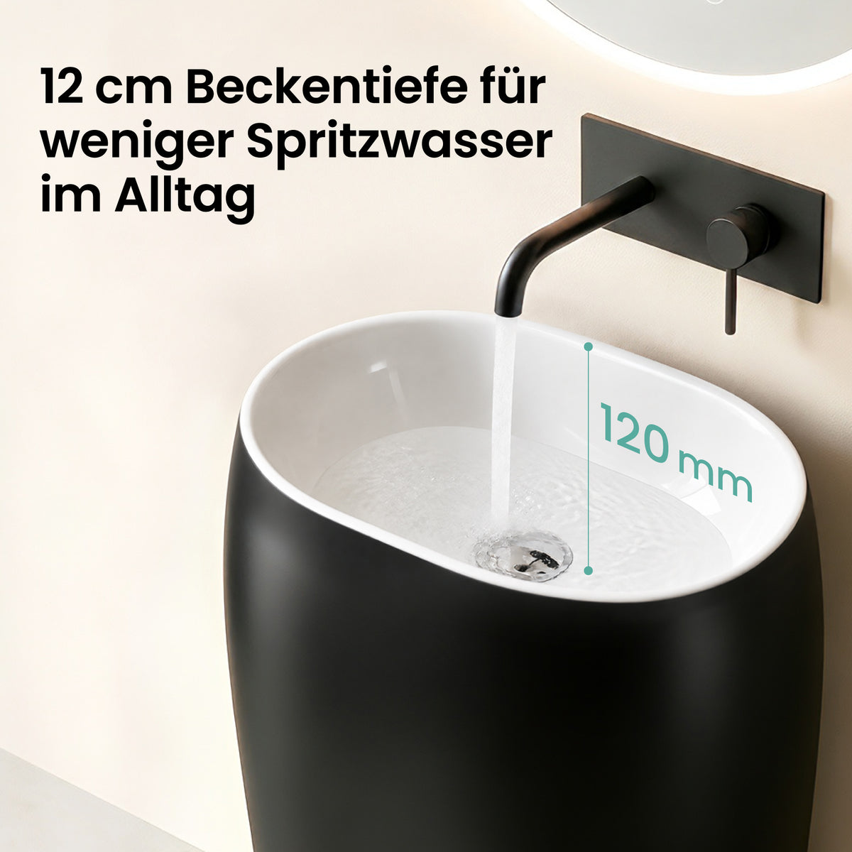 glasvilla Design Standwaschbecken freistehend Col32 aus Mineralguss Waschtisch Standwaschbecken