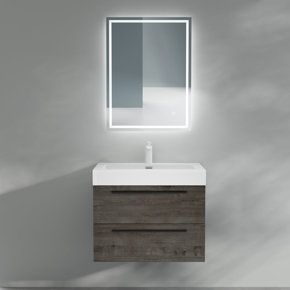 glasvilla Mobile Bagno Sospeso con Lavabo da Marmo Fuso Mobiletto per Bagno con Lavabo Quadratto