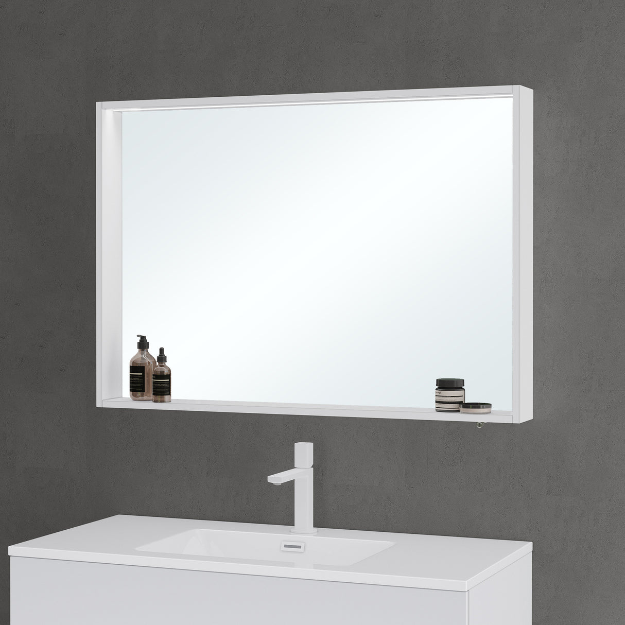 glasvilla Armadietto a Specchio con Luce Specchio con Pensile per Bagno con Luce LED Mobiletto da Bagno con Ante a Specchio Spiegelschrank-01