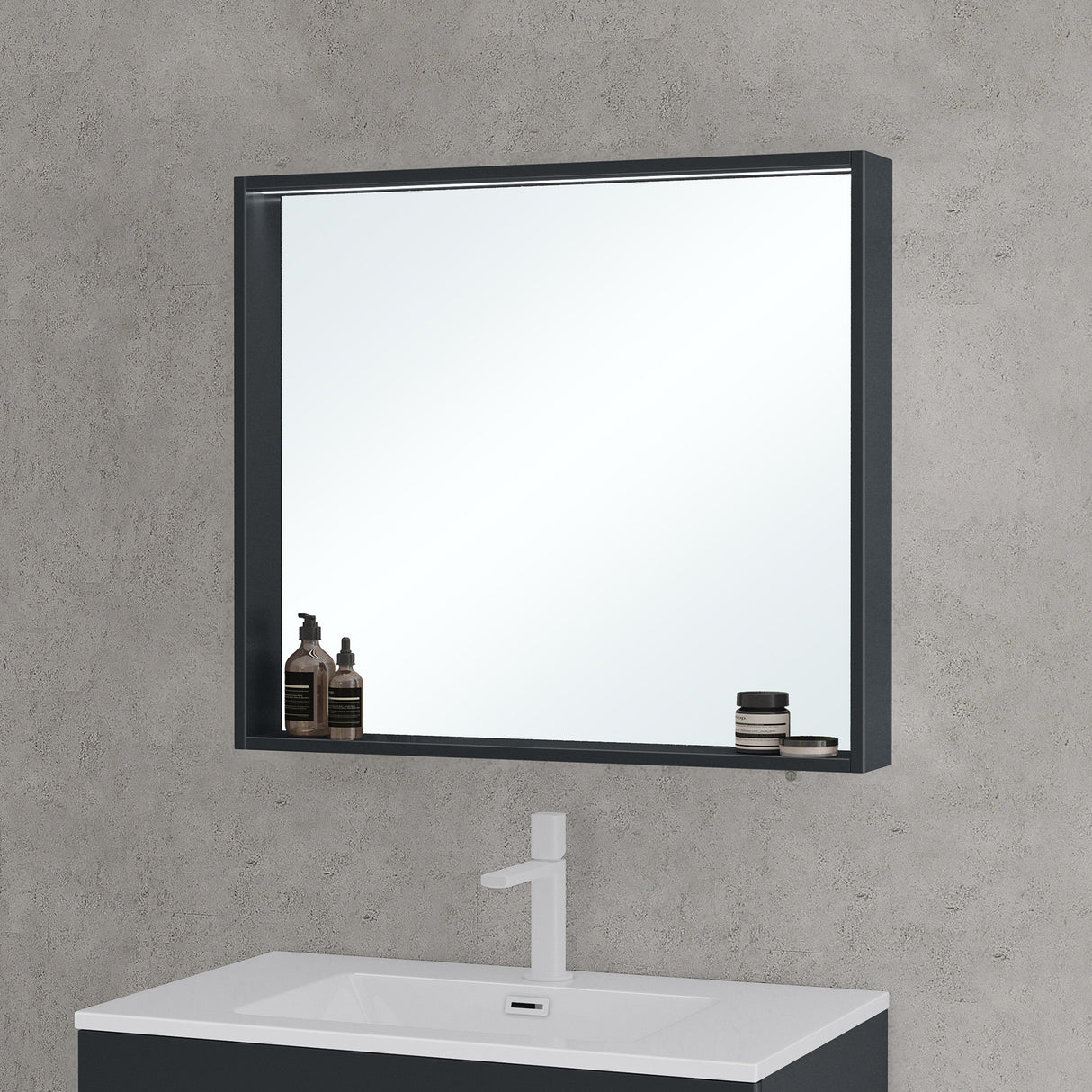 glasvilla Armadietto a Specchio con Luce Specchio con Pensile per Bagno con Luce LED Mobiletto da Bagno con Ante a Specchio Spiegelschrank-01