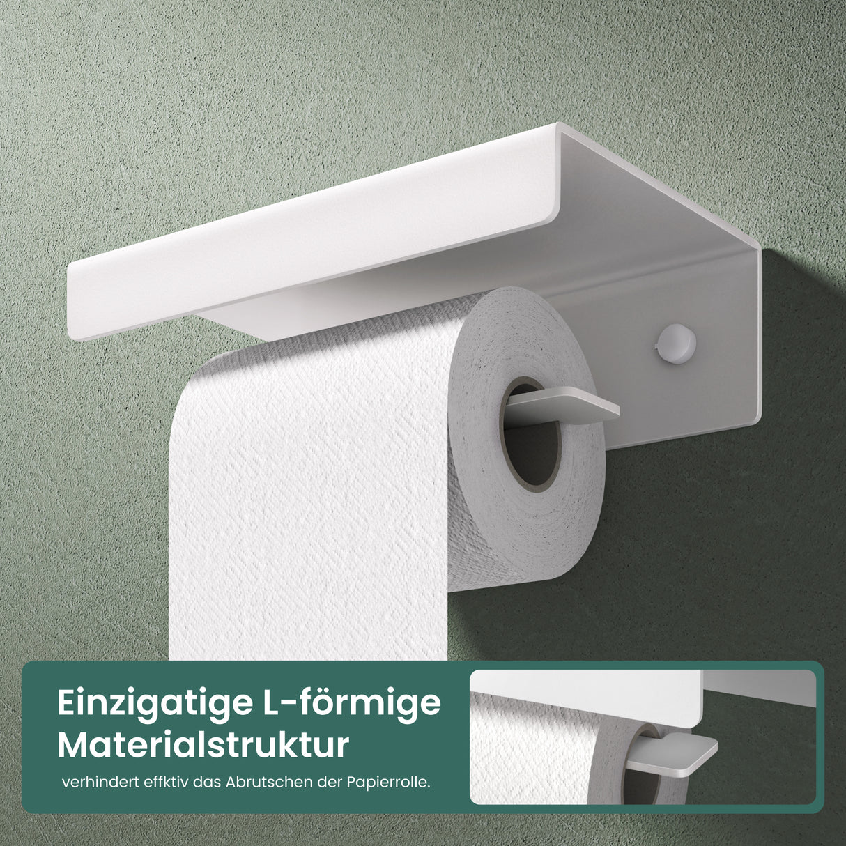 Porte-papier toilette Glasvilla avec étagère, support de papier toilette WC en alliage d'aluminium, dérouleur de papier toilette Lino-05