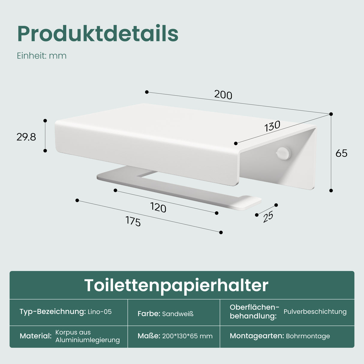 Porte-papier toilette Glasvilla avec étagère, support de papier toilette WC en alliage d'aluminium, dérouleur de papier toilette Lino-05