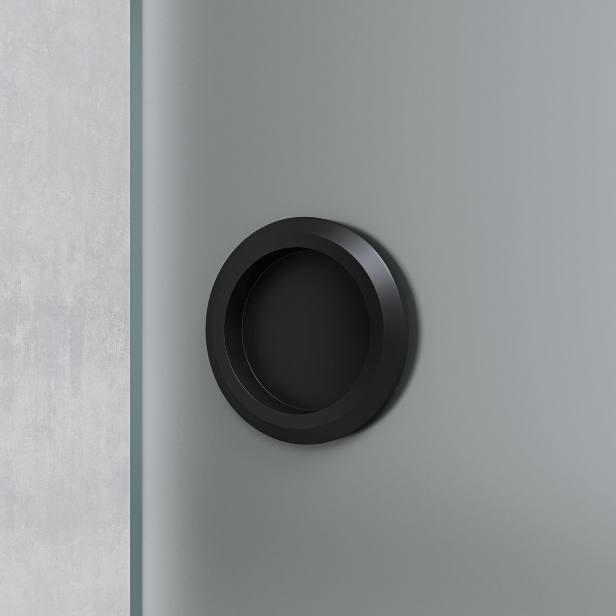 conjunto completo de puerta corredera de vidrio glasvilla, tipo de manija: manija de concha, incluye cierre suave, distancia de pared de 25 mm, vidrio de seguridad ESG de 8 mm Amalfi Negro