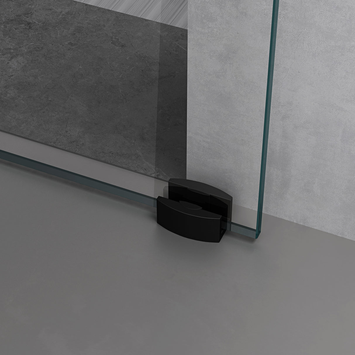 glasvilla Glasschiebetür komplettset, Griffart: Stangengriff, 25 mm Wandabstand, 8mm ESG-Sicherheitsglas Amalfi Schwarz