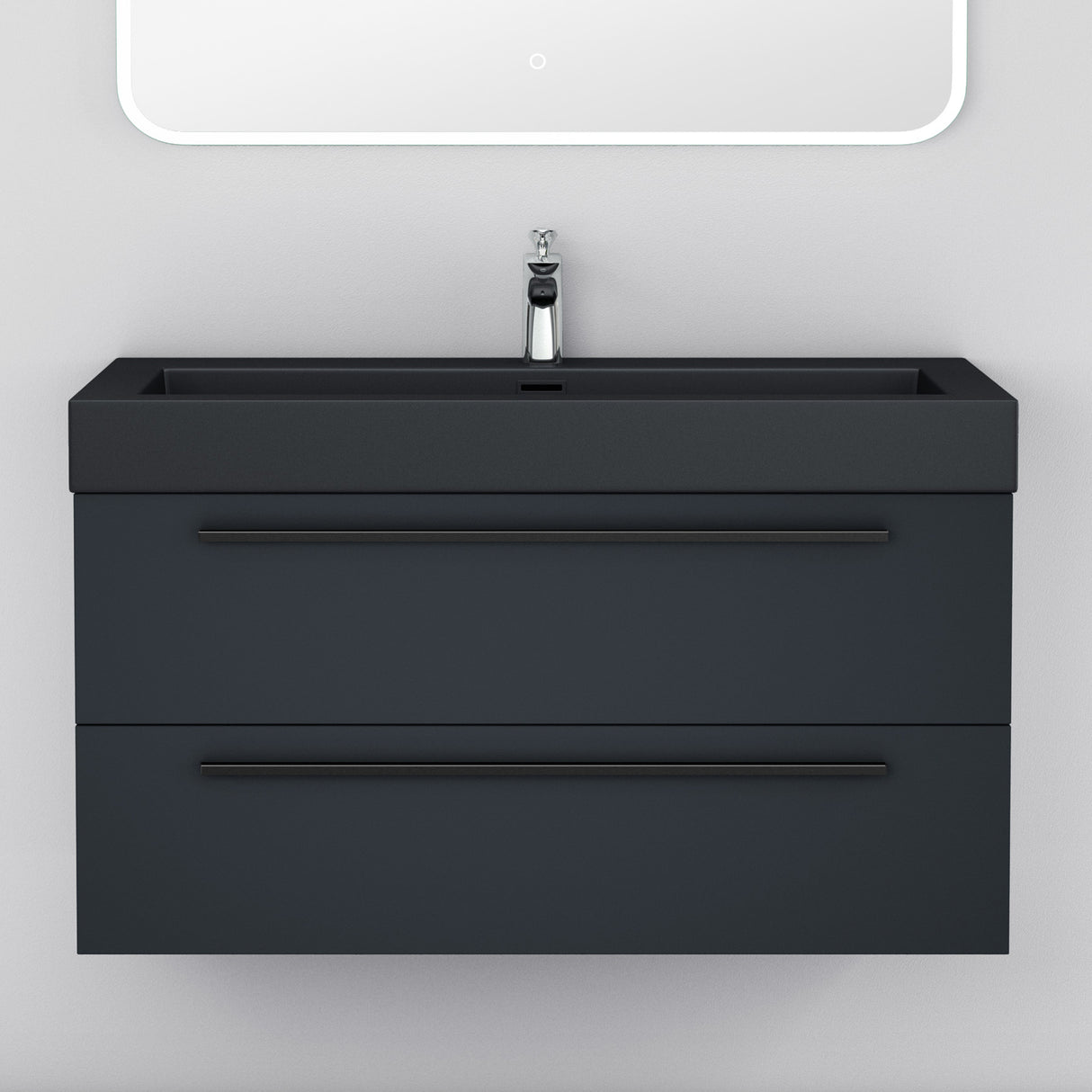 conjunto de muebles de baño glasvilla mueble de lavabo con mueble inferior incl. lavabo de mineral en antracita Quadratto