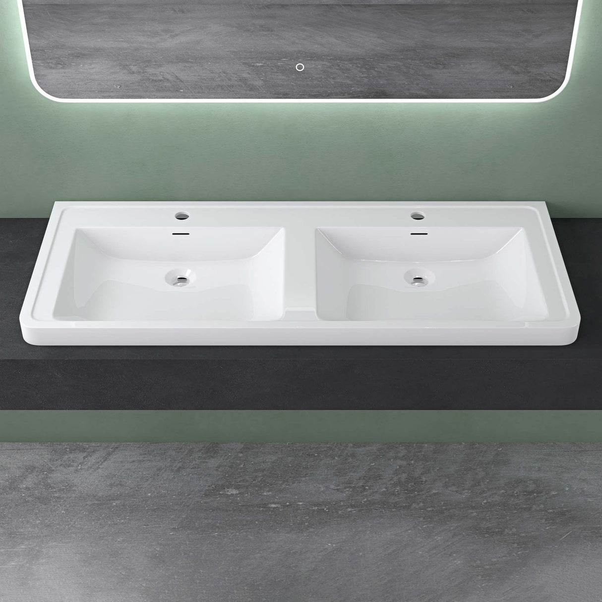 glasvilla Waschbecken Einbauwaschbecken Rechteckige Waschschale aus Mineralguss mit Überlauf Col8